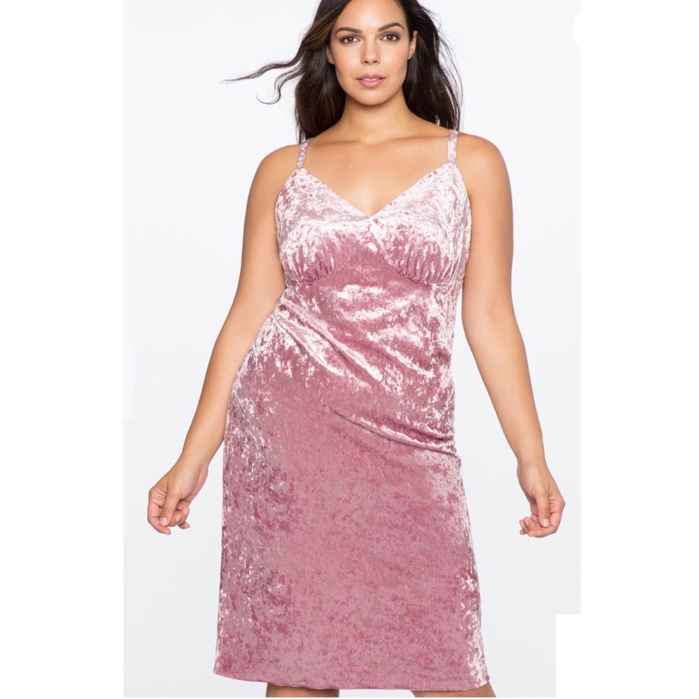 Eloquii Dusty Rose Velvet Midi Slip Dress